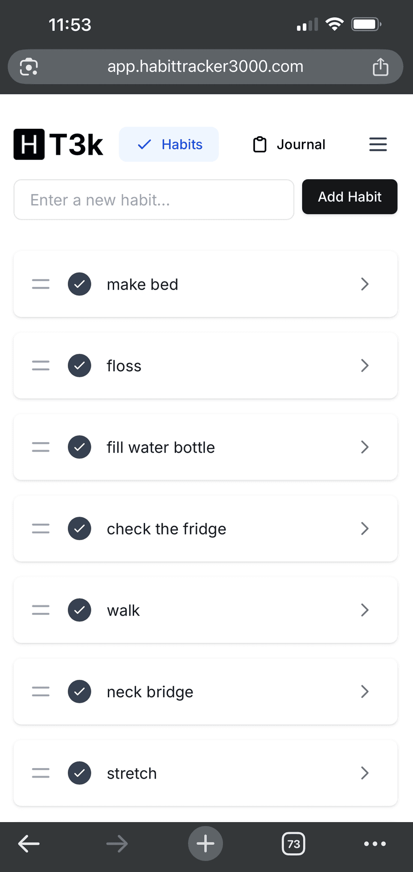 Tracking small wins with Habit Tracker